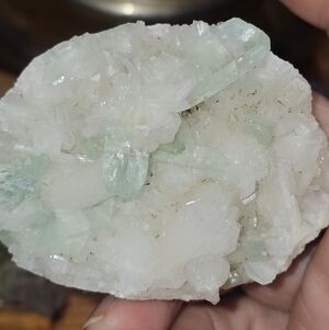 Green Apophyllite With White Stilbite